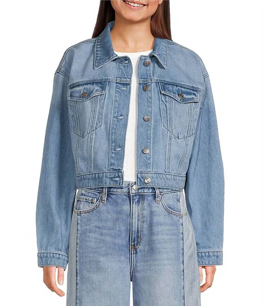 NEW DAZE del mar cropped denim jacket in pulse